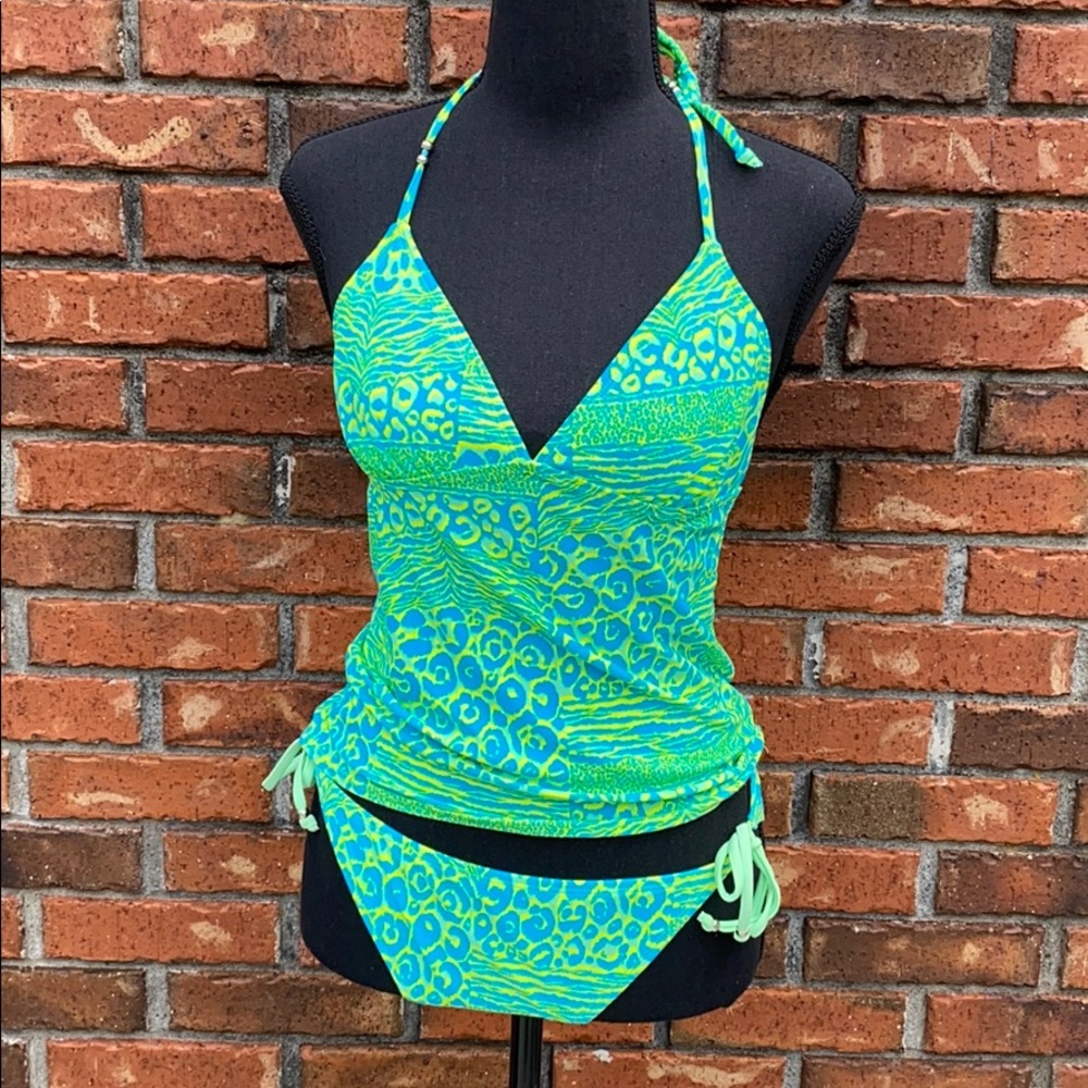 Hot Water 2-piece bathing Suit, turquoise/yellow